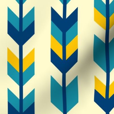 Boho geometrics Aztec arrows blue yellow