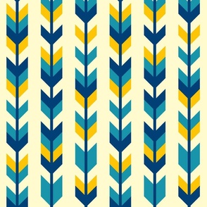 Boho geometrics Aztec arrows blue yellow