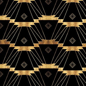 Art Deco Geo // Black & Gold Wave