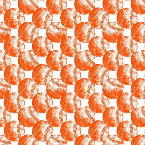 Vintage Baseballs in Hot Orange with White Background