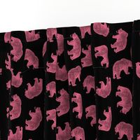  Antique Bears in Coral Pink with Black Background