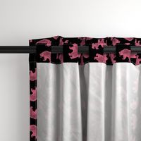  Antique Bears in Coral Pink with Black Background