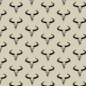 Western Bull Horns V2 in Black with A Rustic Silver Background