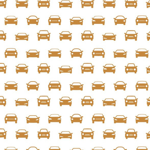 Car Icons Pattern in Gold with White Background