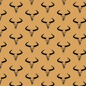 Western Bull Horns V2 in Black with Light Gold Background