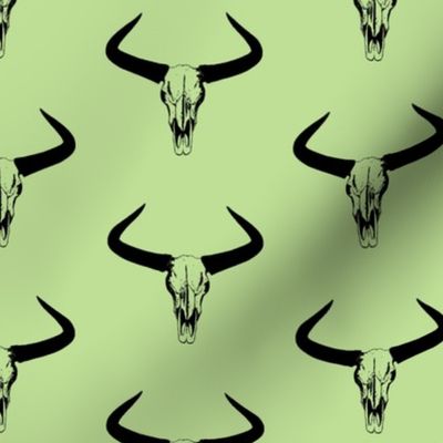 Western Bull Horns V2 in Black with Soft Green Background