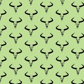 Western Bull Horns V2 in Black with Soft Green Background