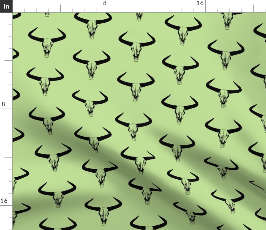 Western Bull Horns V2 in Black with Soft Green Background