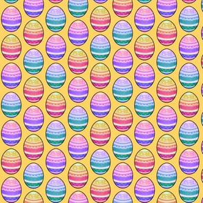 Rainbow Easter Eggs on Yellow