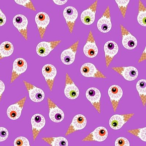 halloween eye icecream fabric - creepy cute fabric - purple