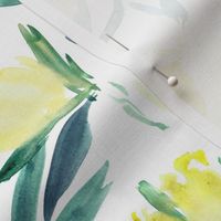 Yellow peonies - watercolor peony floral spring pattern