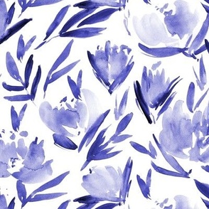 Amethyst peonies - watercolor peony floral spring pattern p314