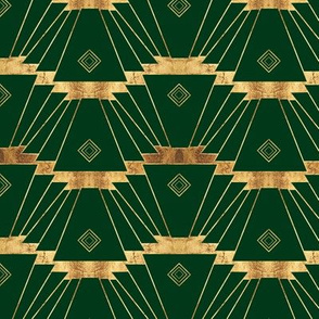 Art Deco Geo // Emerald & Gold Wave