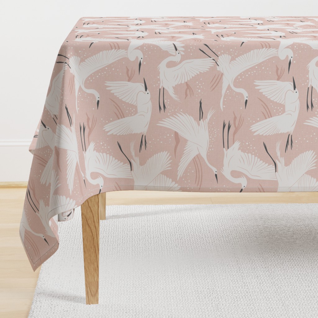 Soaring Wings - Blush  Pink Crane Large Scale