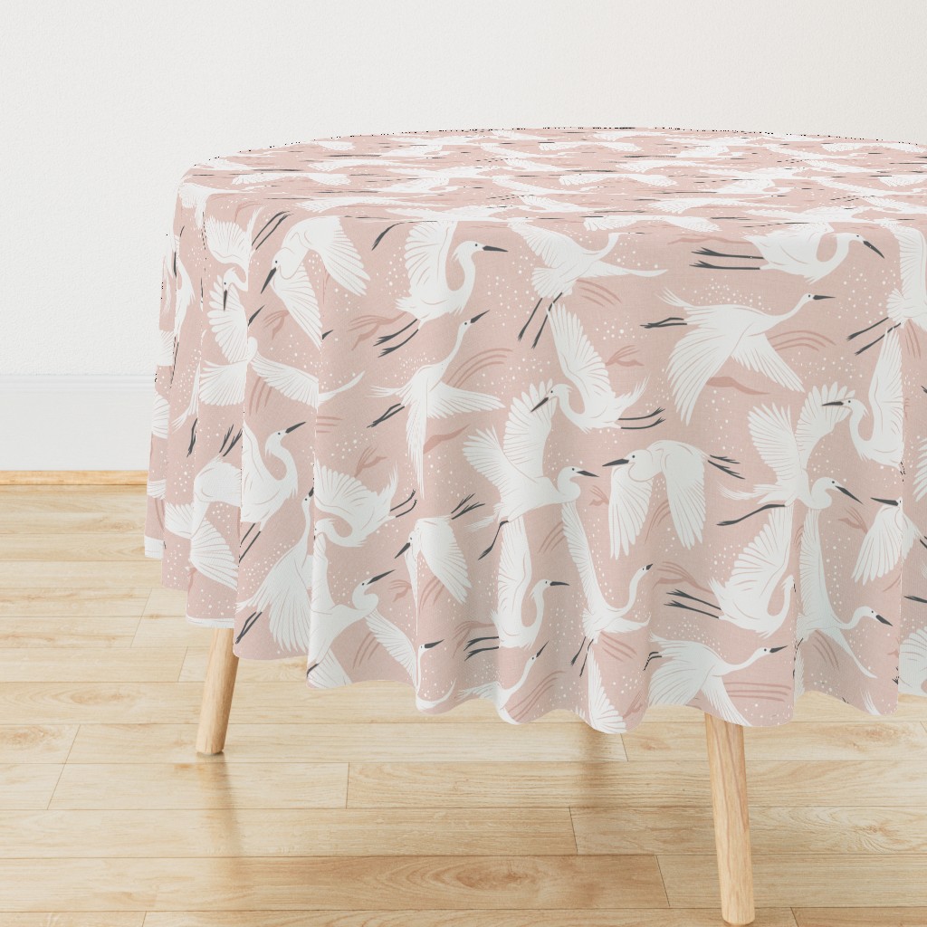 Soaring Wings - Blush  Pink Crane Large Scale