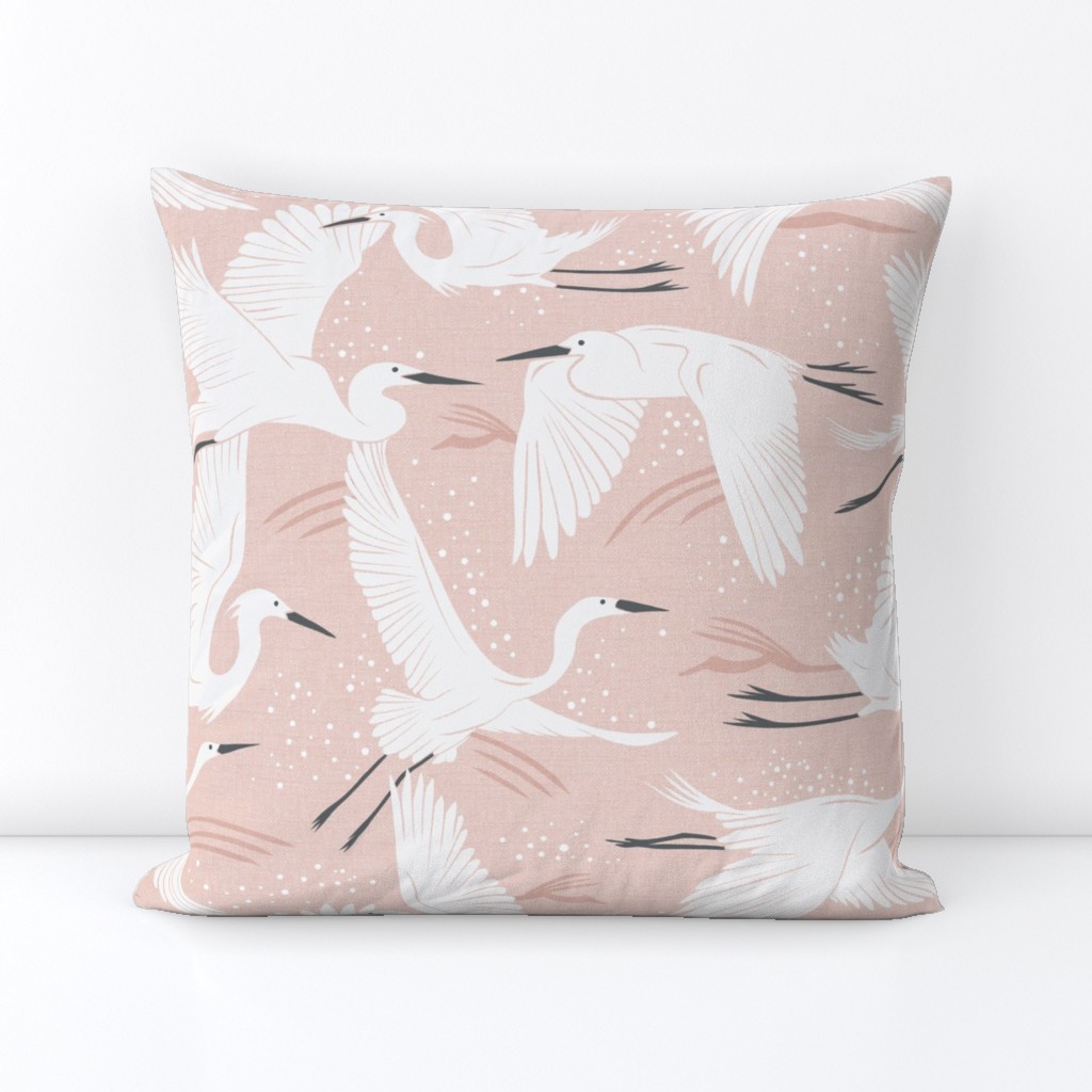 Soaring Wings - Blush  Pink Crane Large Scale