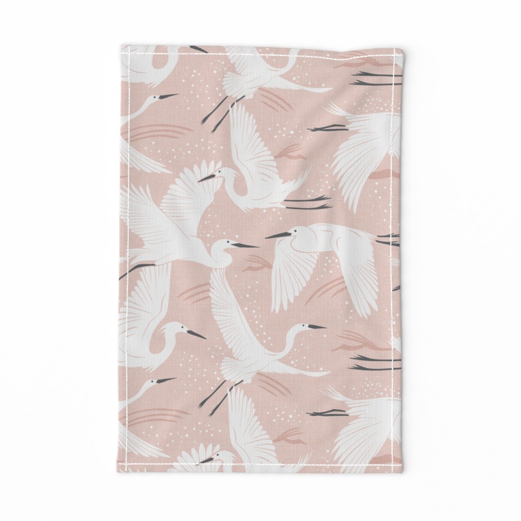 Soaring Wings - Blush  Pink Crane Large Scale