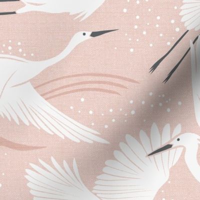 Soaring Wings - Blush  Pink Crane Large Scale