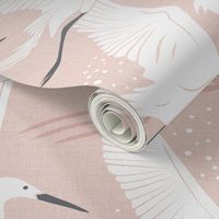 Soaring Wings - Blush  Pink Crane Large Scale