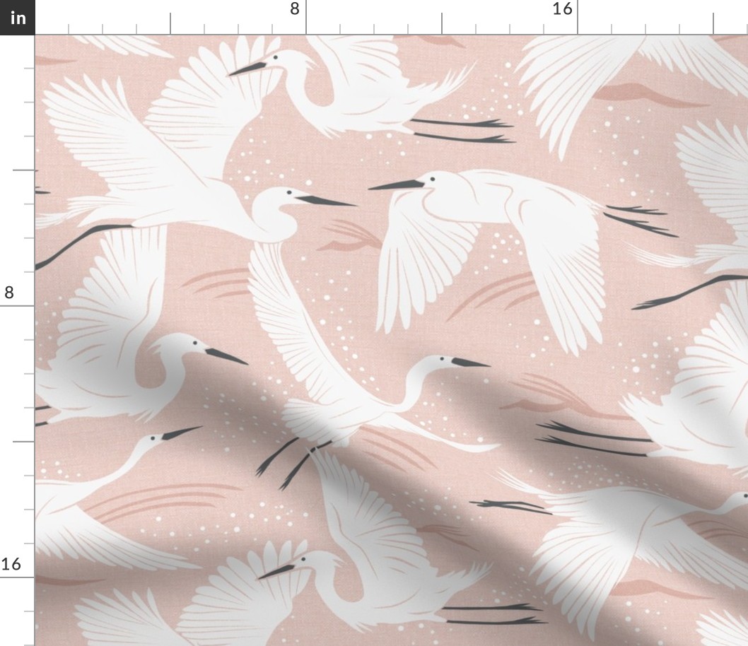 Soaring Wings - Blush  Pink Crane Large Scale