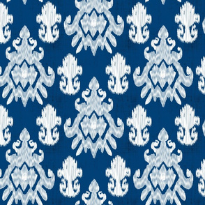 Navy Midnight White Large Scale Ikat
