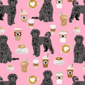 portuguese water dog coffee fabric - pink