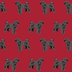 portuguese water dog fabric - red