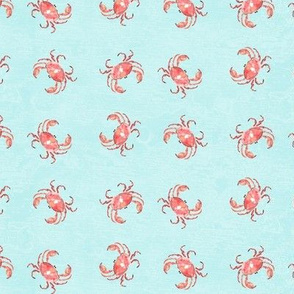 1a Turquoise Blue Water Beach Red Crab Nautical 