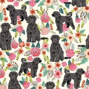 portuguese water dog floral fabric - cream