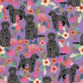 portuguese water dog floral fabric - purple