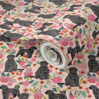 portuguese water dog floral fabric - pink