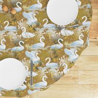 White swans | golden mustard