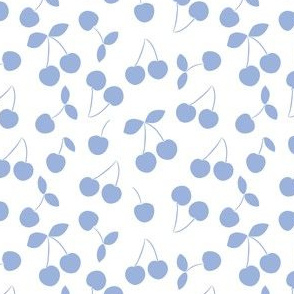 Light blue cherries on white