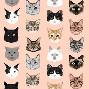 SMALL cat faces cute cats fabric sweet cats blush girls kittens siamese cat lady fabric