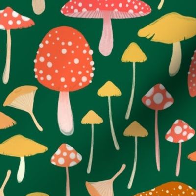 Mushroom Foraging (green background)