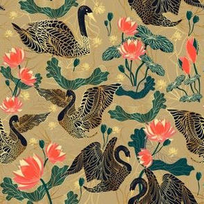 large_golden_swans  by art for joy lesja saramakova gajdosikova design