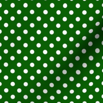 White Polka Dots On Forest Green