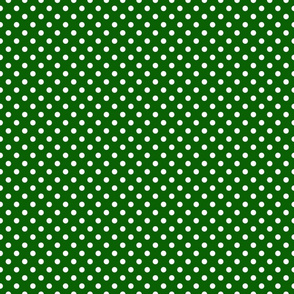 White Polka Dots On Forest Green