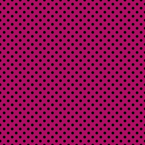 Black Polka Dots On Hot Pink