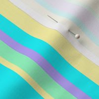 colorful beach stripes in blue yellow green & purple (Small Scale)