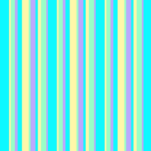 colorful beach stripes in blue yellow green & purple (Small Scale)