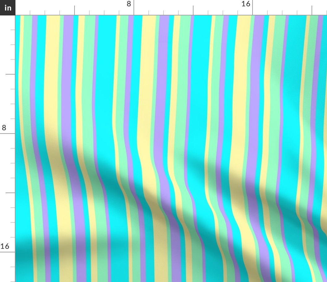 colorful beach stripes in blue yellow green & purple (Small Scale)