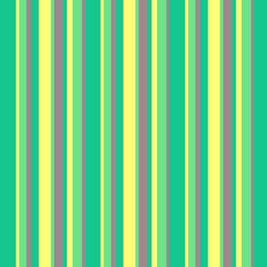 colorful stripes in green yellow lime & warm gray (Small Scale)