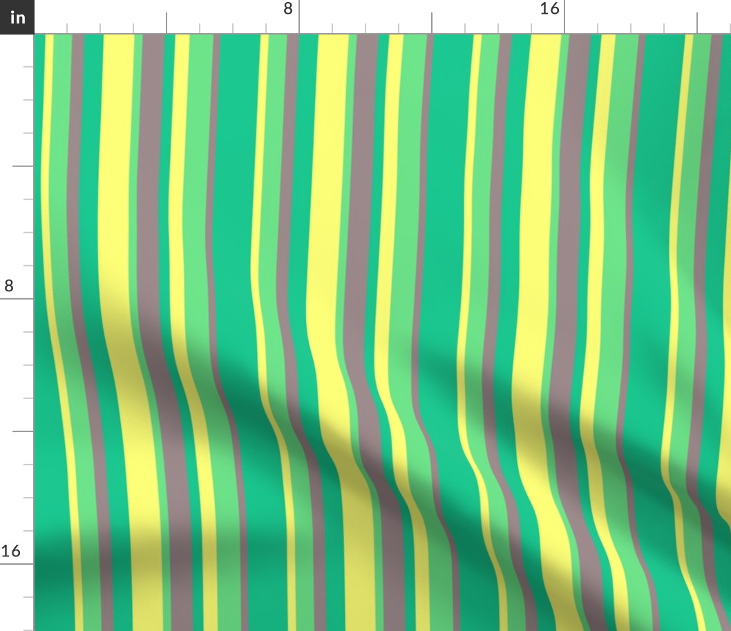 colorful stripes in green yellow lime & warm gray (Small Scale)