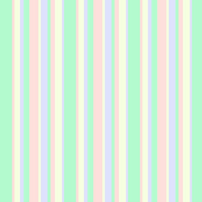 sun soaked pastel beach stripes in green pink yellow & lavender colors (Small Scale)