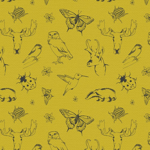 Woodland Wildlife - Mustard Yellow