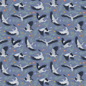 10.5" Herons on Periwinkle