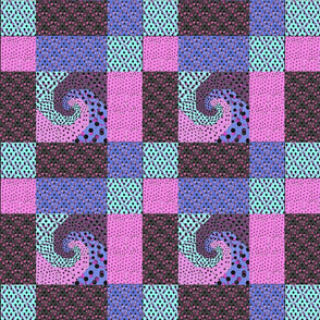 snails_trail_80ies_pink_and_violet_retro_colors_quilt_with_borders