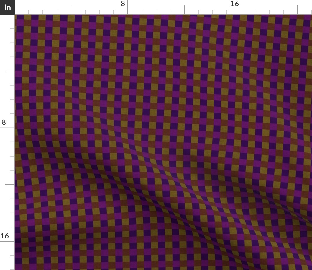 Retro Purple Brown & Yellow Checkered Squares (Mini Scale)