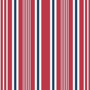 Retro vertical nautical stripes red navy
